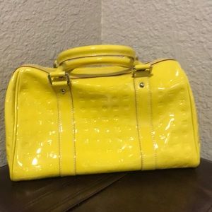 Arcadia patent Yellow Leather handbag with strap